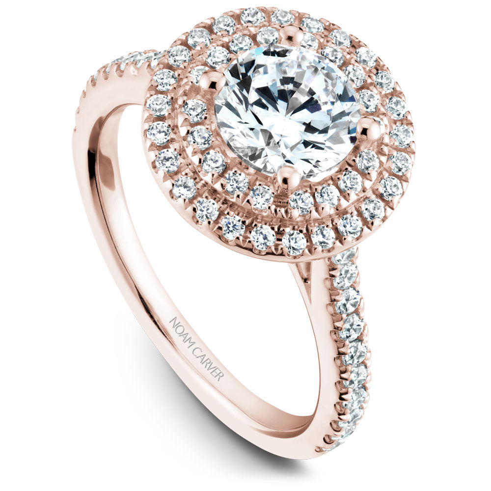 Noam Carver Rose Gold Diamond Engagement Ring with Double Halo (0.51 CTW)