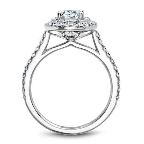 Noam Carver White Gold Oval Diamond Engagement Ring Setting with Double Halo (0.53 CTW)