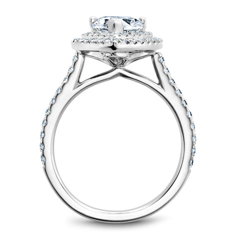 Noam Carver White Gold Pear Diamond Engagement Ring Setting with Double Halo (0.54 CTW)