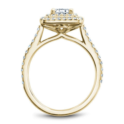 Noam Carver Yellow Gold Emerald Diamond Engagement Ring Setting with Double Halo (0.56 CTW)