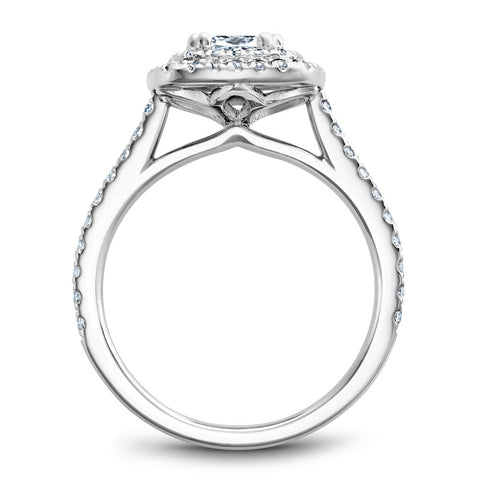 Noam Carver White Gold Cushion Diamond Engagement Ring Setting with Double Halo (0.50 CTW)