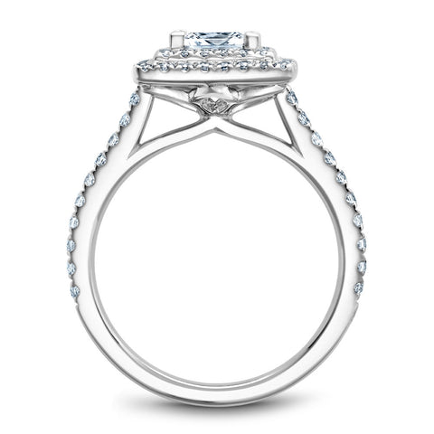 Noam Carver White Gold Princess Diamond Engagement Ring Setting with Square Double Halo (0.54 CTW)