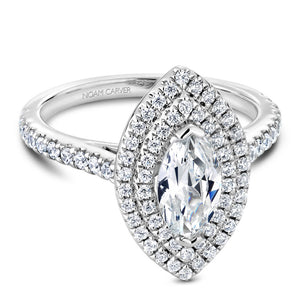 Noam Carver White Gold Marquise Diamond Engagement Ring Setting with Double Halo (0.62 CTW)