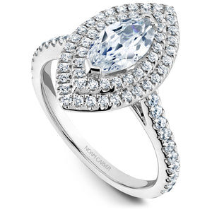 Noam Carver White Gold Marquise Diamond Engagement Ring Setting with Double Halo (0.62 CTW)