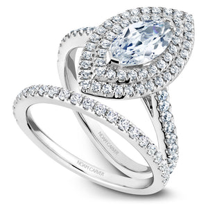 Noam Carver White Gold Marquise Diamond Engagement Ring Setting with Double Halo (0.62 CTW)