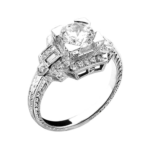 Jolie Designs Round Diamond Vintage Engagement Ring (.22 CTW)