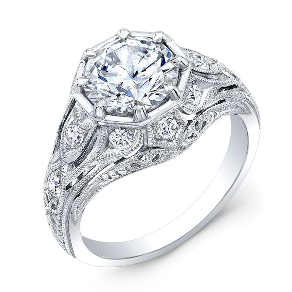 Jolie Designs Round Diamond Vintage Engagement Ring (0.31 CTW)