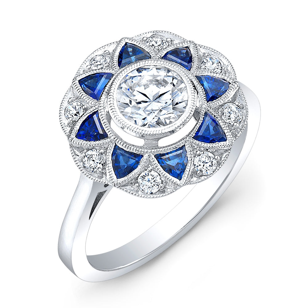 Jolie Designs Round Diamond Vintage Engagement Ring (0.84 CTW)