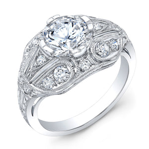 Jolie Designs Round Diamond Vintage Engagement Ring (0.41 CTW)