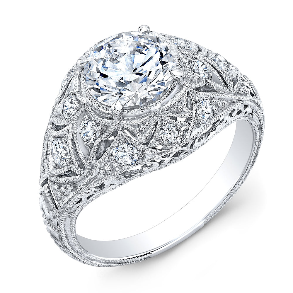 Jolie Designs Round Diamond Vintage Engagement Ring (0.33 CTW)