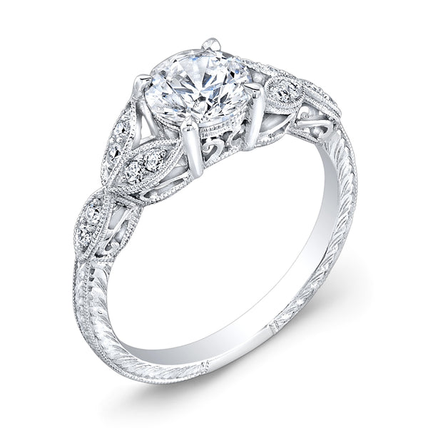 Jolie Designs Round Diamond Vintage Engagement Ring (0.12 CTW)