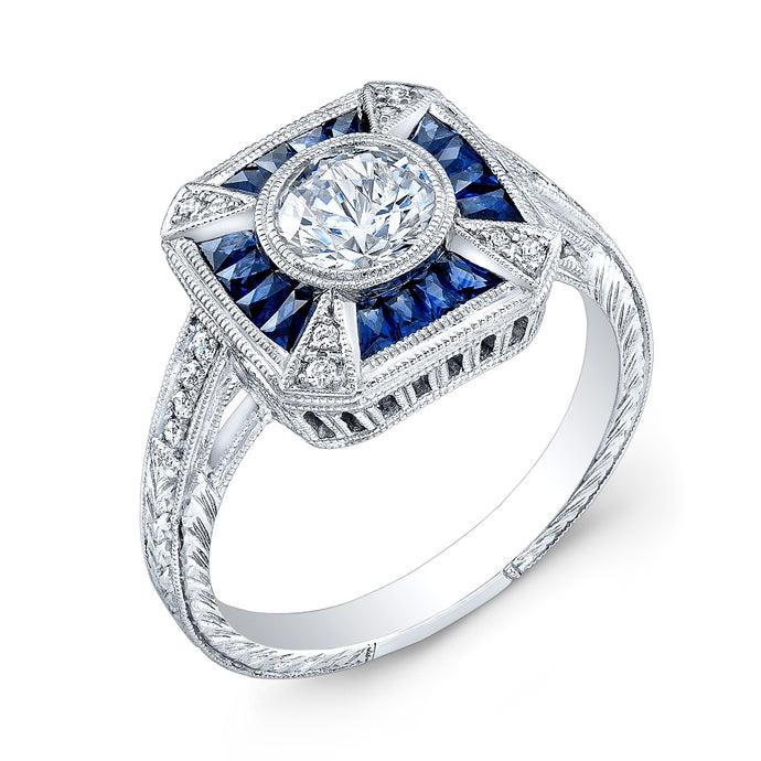 Jolie Designs Round Diamond Vintage Engagement Ring (0.61 CTW)