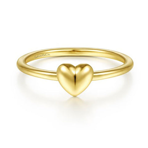 14K Yellow Gold Puffed Heart Ring