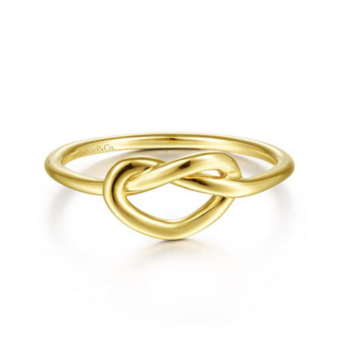 14K Yellow Gold Twisted Heart Pretzel Ring