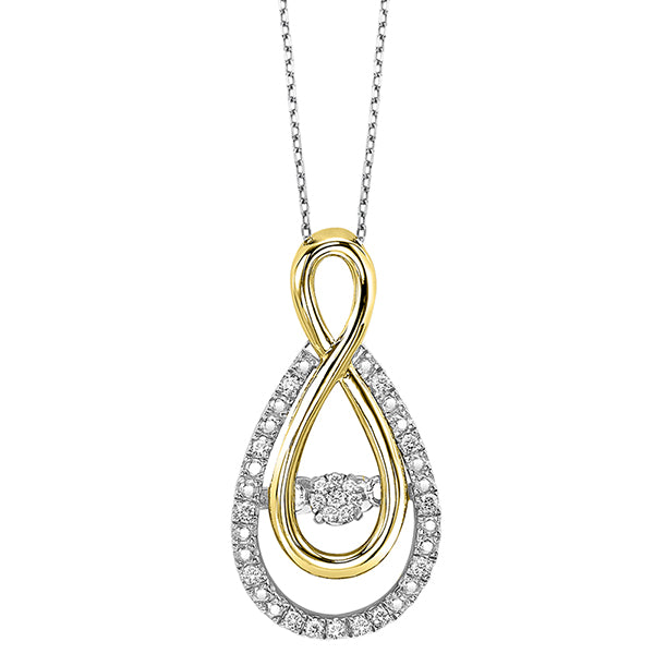 Silver & 10K Yellow Gold Diamond Rhythm of Love Pendant (0.10 CTW)