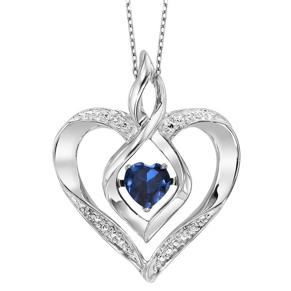 Silver Diamond & Created Sapphire Pendant