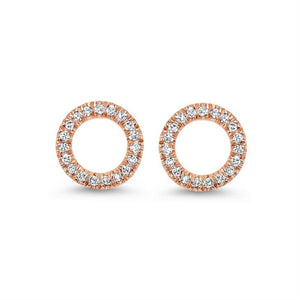 14K Rose Gold Open Circle Diamond Earrings