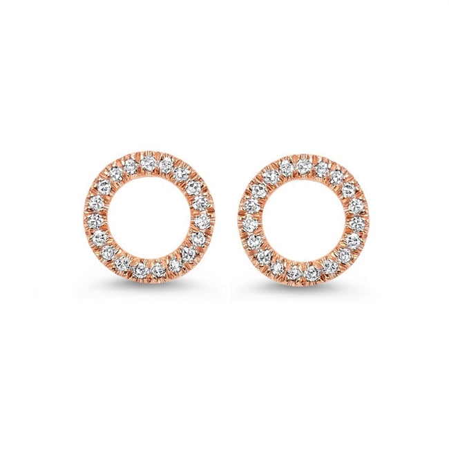 14K Rose Gold Open Circle Diamond Earrings