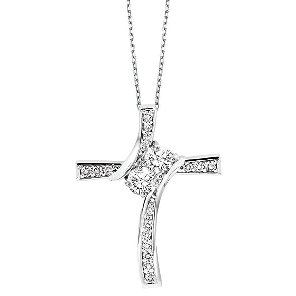 14K Diamond Two Stone Pendant (1 CTW)