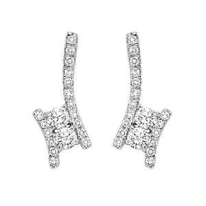 Silver Diamond Two Stone Earrings (0.50 CTW)
