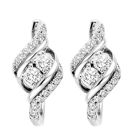 14K Diamond Two Stone Earrings (0.62 CTW)