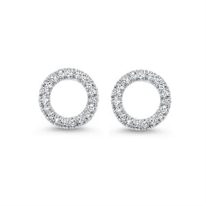 14K White Gold Open Circle Diamond Earrings