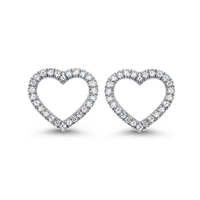 14K White Gold Heart Shaped Diamond Earrings
