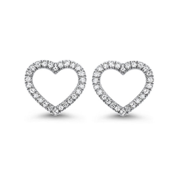 14K White Gold Heart Shaped Diamond Earrings