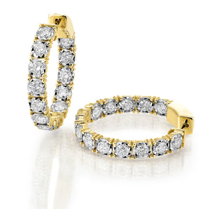 14Kt Yellow Gold Diamond Inside Out Hoop Earrings (1 CTW)