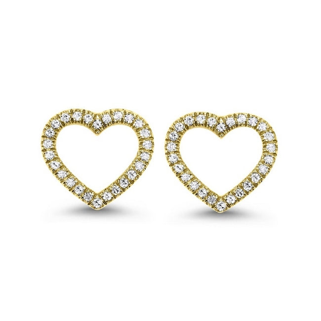 14K Yellow Gold Heart Shaped Diamond Earrings